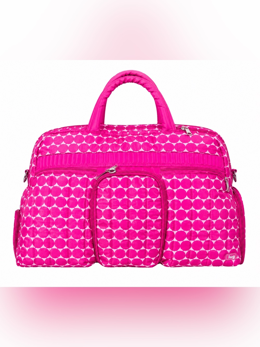 Lug Pink Dot Quilted Weekender Overnight Duffel Travel Bag Large Retired Print